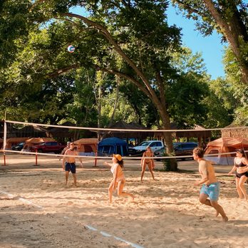 Son's River Ranch - Beach volleyball at Son's River Ranch. - Campgrounds Near Me - Kingsbury, Texas
