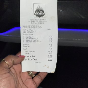 One Hot Mamas - Receipt - Barbeque Near Me - Bluffton, South Carolina One Hot Mamas - Receipt - Barbeque Near Me - Bluffton, South Carolina