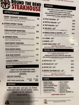 Menu photo 2 Round the Bend Steakhouse Ashland, NE Menu photo 2 Round the Bend Steakhouse Ashland, NE