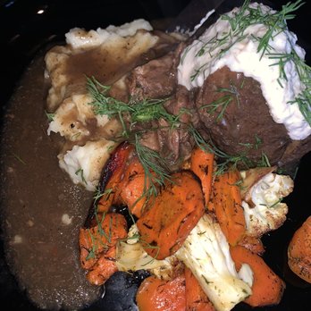 Salmon n' Bannock - Bison pot roast, gravy, seasonal veg. - Canadian (New) Near Me - Vancouver, British Columbia Salmon n' Bannock - Bison pot roast, gravy, seasonal veg. - Canadian (New) Near Me - Vancouver, British Columbia