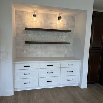 Pacific Stone Creations - New cabinets, backsplash, and floating shelves - Cabinetry Near Me - San Clemente, California Pacific Stone Creations - New cabinets, backsplash, and floating shelves - Cabinetry Near Me - San Clemente, California