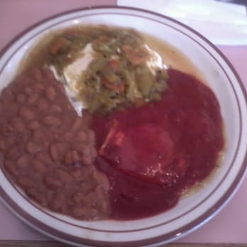 Frontier - Huevos Rancheros with green and red chili sauce. Tastes WAY better than it looks. - Mexican Near Me - Albuquerque, New Mexico Frontier - Huevos Rancheros with green and red chili sauce. Tastes WAY better than it looks. - Mexican Near Me - Albuquerque, New Mexico