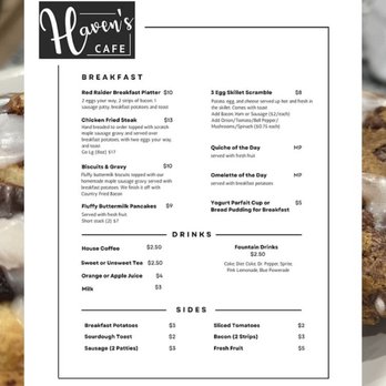 Haven's Cafe - Breakfast Menu - Coffee & Tea Near Me - Winnsboro, Texas