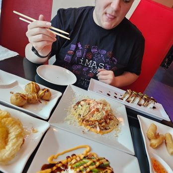 Miyazaki - Octopus meatballs, Godzilla roll, Kani salad, spring rolls, Miyazaki tower, and calamari! - Sushi Bars Near Me - Oak Ridge North, Texas Miyazaki - Octopus meatballs, Godzilla roll, Kani salad, spring rolls, Miyazaki tower, and calamari! - Sushi Bars Near Me - Oak Ridge North, Texas