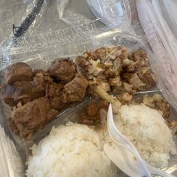Pork Adobo & Pork Sisig with 2 scoops rice. Pork Adobo & Pork Sisig with 2 scoops rice.
