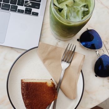 Avva Coffee - ricotta cake and matcha latte - Coffee & Tea Near Me - Beverly Hills, California