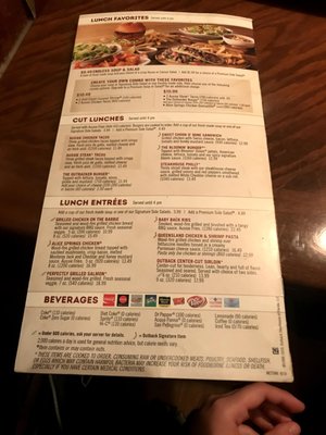 Menu photo 1 Outback Steakhouse Flagstaff, AZ