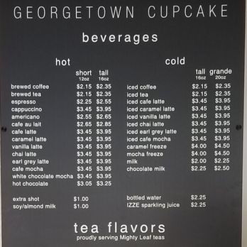 Georgetown Cupcake - List of beverages - Cupcakes Near Me - Washington, DC, District of Columbia Georgetown Cupcake - List of beverages - Cupcakes Near Me - Washington, DC, District of Columbia