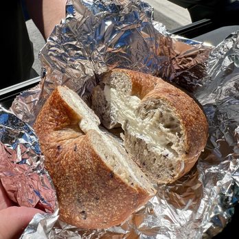 Elite Experience: Reno Tahoe Bagel Co. - Blueberry bagel with plain cream cheese (great portion!) - Yelp Events Near Me - Reno, Nevada
