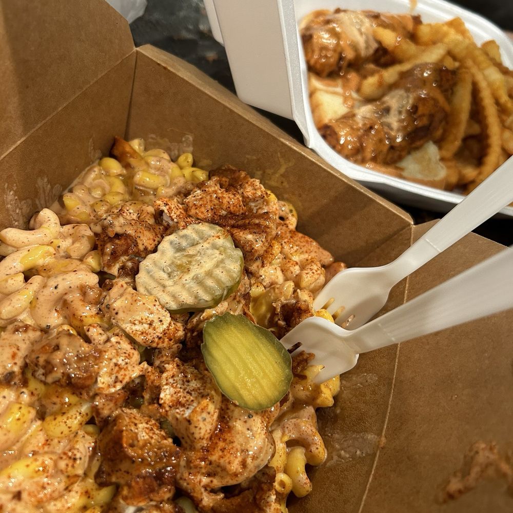 Hotbox Chicken - Shosho's Loaded Fries , two Habibi Tender - Halal Near Me - Anaheim, California