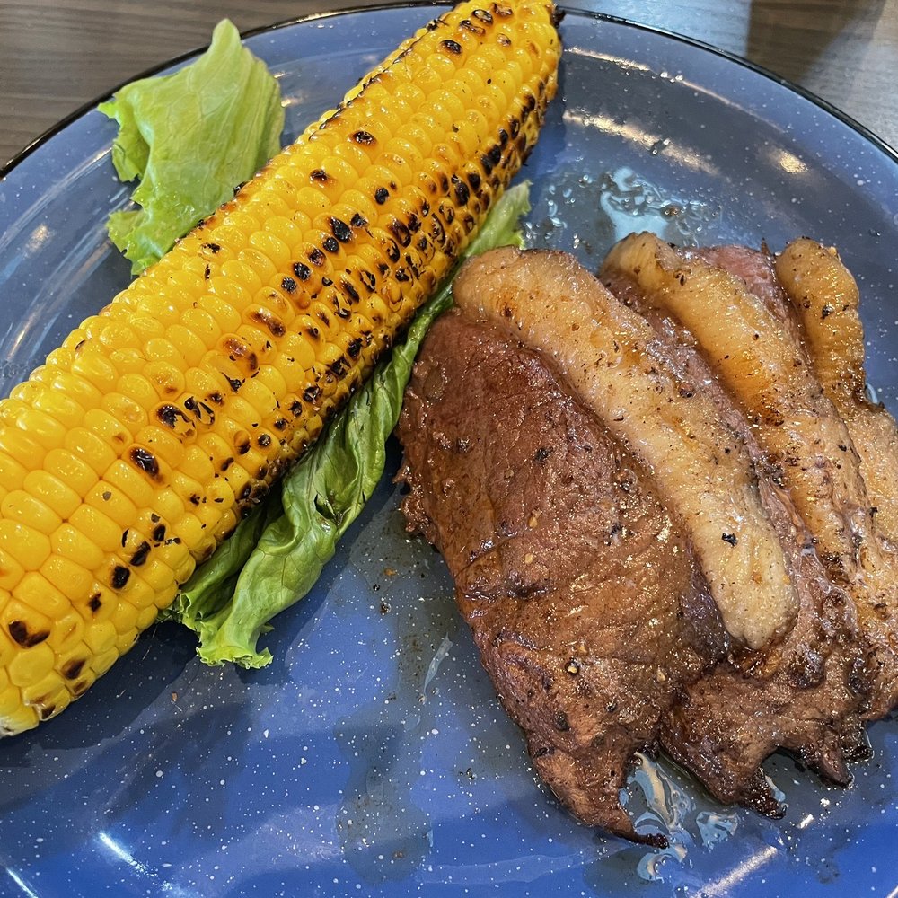 Hoffbrau Steak & Grill House - Smoked sirloin, supposed to be cooked medium??? Corn was yummy. - Steakhouses Near Me - Benbrook, Texas