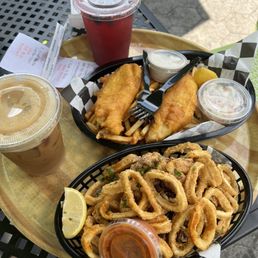 Fish and chips Calamari Blueberry lemonade Coffee Fish and chips Calamari Blueberry lemonade Coffee