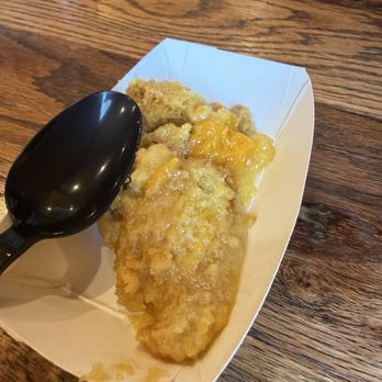 The Original Roy Hutchins Barbeque - Single Peach Cobbler, complimentary, new taste - Barbeque Near Me - Arlington, Texas The Original Roy Hutchins Barbeque - Single Peach Cobbler, complimentary, new taste - Barbeque Near Me - Arlington, Texas