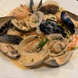Galasso's Cucina Italiana - Linguine alla pescatora with a sherry cream sauce...