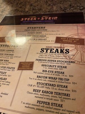 Menu photo 1 Steer N' Stein Rancho Cucamonga, CA