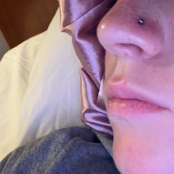 Black Dahlia Tattoo & Piercing - The nostril piercing about 5 hours after it was done