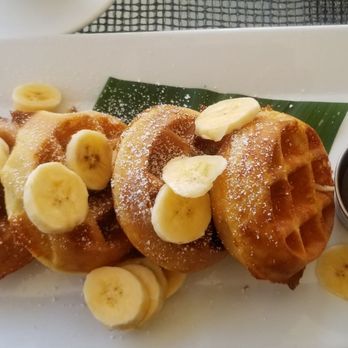 Nanea Restaurant - Waffles with dark chocolate $20 - Asian Fusion Near Me - Princeville, Hawaii