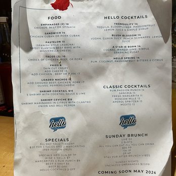 Hello Bar Bk - Menu - Tapas Bars Near Me - Brooklyn, New York
