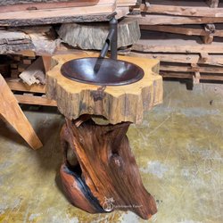 Littlebranch Farm - Handcrafted tree stump bathroom vanity made from historic sinker cypress, built by hand in our Nashville studio.