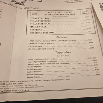 Peter Luger - Menu - Steakhouses Near Me - Brooklyn, New York