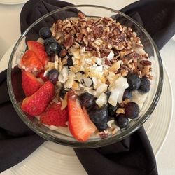 Cafe Sinclair's - Oatmeal with toasted pecans, coconut, and berries