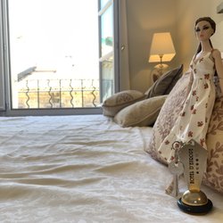 Hôtel d'Europe - Another view of the bed & the sun dappled window. AND that key.