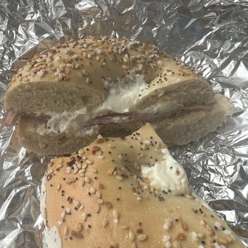 Surf Bagel - Taylor ham, cream cheese, everything bagel. - Bagels Near Me - Fenwick Island, Delaware Surf Bagel - Taylor ham, cream cheese, everything bagel. - Bagels Near Me - Fenwick Island, Delaware