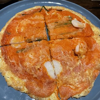 Sam Sunny - Kimchi Shrimp Scallop Pancake - Korean Near Me - New York, New York Sam Sunny - Kimchi Shrimp Scallop Pancake - Korean Near Me - New York, New York