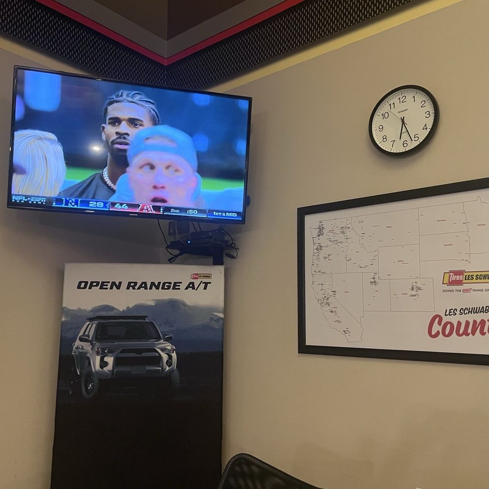 Les Schwab Tire Center - TV in waiting area - Tires Near Me - Rialto, California