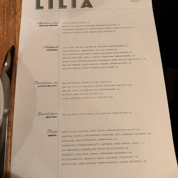 Lilia - Menu - Italian Near Me - Brooklyn, New York