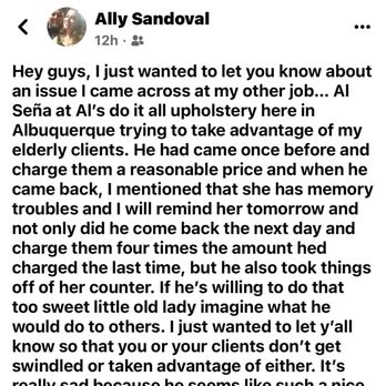 Al's Upholstery - This is a client review - Auto Upholstery Near Me - Albuquerque, New Mexico