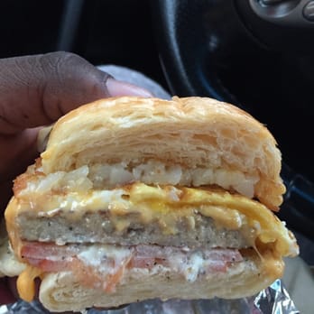 Bakin Bagels - Look at all that goodness between that soft and flaky croissant. - Bagels Near Me - Bergenfield, New Jersey