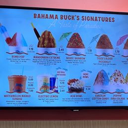 a menu on the wall