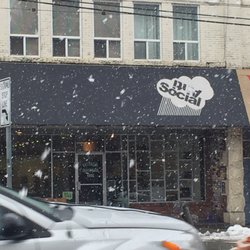 Antisocial Skateboard Shop - Store exterior with very cool logo on a snowy day in Vancouver. I want a t-shirt!