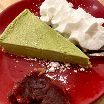 Sushi Kushi Toyo - Green Tea Cheesecake with Red Mongo Bean - Sushi Bars Near Me - Lake Forest, Illinois Sushi Kushi Toyo - Green Tea Cheesecake with Red Mongo Bean - Sushi Bars Near Me - Lake Forest, Illinois