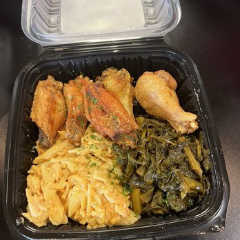 Cuzzo’s Cuisine - Wings, non-lobster mac n cheese, collard greens - Soul Food Near Me