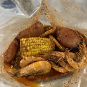 The Boiling Crab - 1/2 lb. shrimp, whole shabang sauce, potatoes, & corn - Cajun/Creole Near Me - Rosemead, California