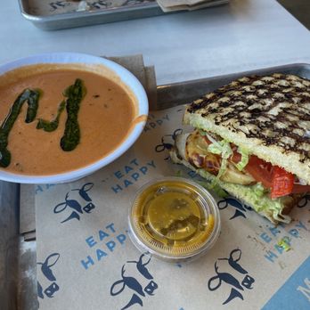 Mendocino Farms - 1/2 Turkey Avo Salsa Verde & tomato basil soup - Sandwiches Near Me - Costa Mesa, California
