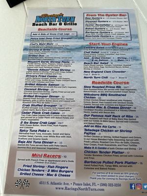Menu photo 6 Racing's North Turn Ponce Inlet, FL