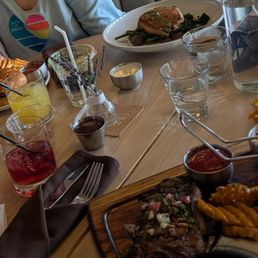 I had the 12oz steak & waffle fries, the kids had the kids smashed burgers & the wife had the Mushroom Wellington. I had the 12oz steak & waffle fries, the kids had the kids smashed burgers & the wife had the Mushroom Wellington.