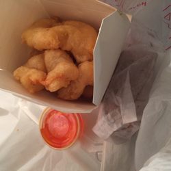 I ordered fried shrimp and instead of putting them in a big enough container they bagged it up like this !