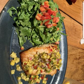 Casa Fuego - Salmon with a mango salsa - Latin American Near Me - Yonkers, New York Casa Fuego - Salmon with a mango salsa - Latin American Near Me - Yonkers, New York