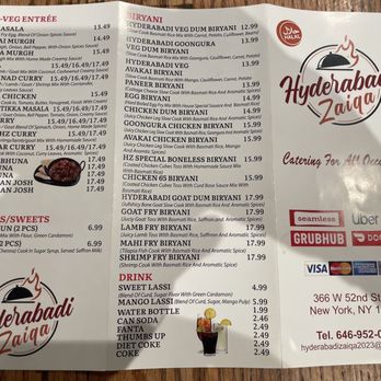 Hyderabadi Zaiqa - Menu - Indian Near Me - New York, New York