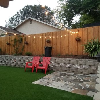 Need For Build - Main yard space after: turf, fire pit patio (sealer still drying) - General Contractors Near Me - Poway, California Need For Build - Main yard space after: turf, fire pit patio (sealer still drying) - General Contractors Near Me - Poway, California