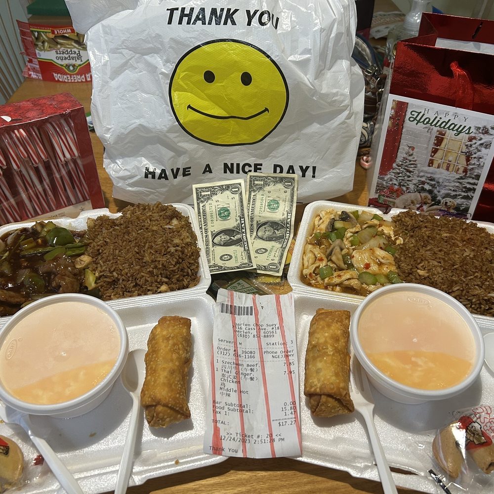 Darien Chop Suey - Beef & Chicken lunches incl. egg rolls, soup + cookies. Even w $2 tip for under $20 !! - Chinese Near Me - Darien, Illinois