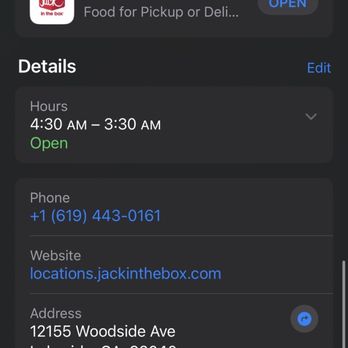 Jack in the Box - Hours of restaurant. - Burgers Near Me - Lakeside, California Jack in the Box - Hours of restaurant. - Burgers Near Me - Lakeside, California