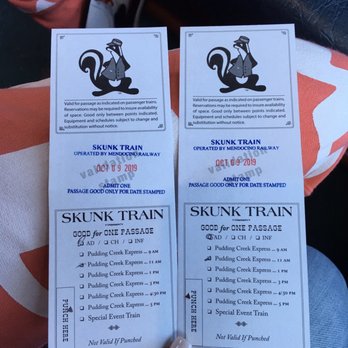 Skunk Train - Our tickets - Tours Near Me - Fort Bragg, California