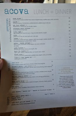 Menu photo 2 Acova Denver, CO