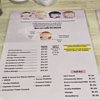 Kawaii Ice Wave - Menu - Ice Cream & Frozen Yogurt Near Me - Aiea, Hawaii