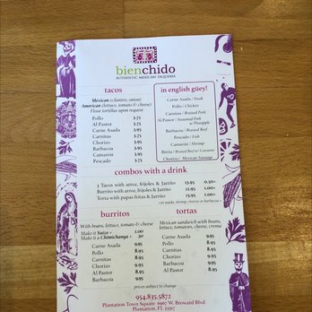 Bien Chido - Menu - Mexican Near Me - Plantation, Florida